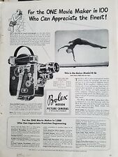 1949 Bolex Motion Picture Camera Model H-16 Swimmer Back Dive Diving Original Ad picture