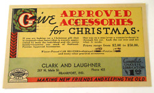 Vtg 1931 CLARK & LAUGHNER AUTO Frankfort IN CHRISTMAS GIFT Advertising POSTCARD picture
