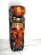 Wooden Jamaican/ Tribal Handmade Carved Head Tiki/Totem - Fast Ship picture
