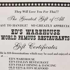 1980s Honest Ed's Warehouse Restaurant Gift Certificate Ad Toronto Canada picture