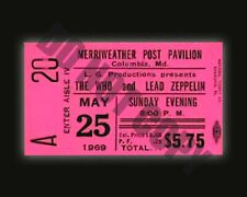 May 1969 The Who Led Zeppelin Concert Ticket Merriweather Post Pavilion Photo picture