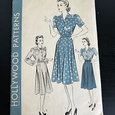 Vintage 1940s Hollywood 430 Bishop Sleeve Belted Dress Sewing Pattern 20 USED picture