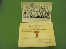 1949-50 Tucson Arizona High School Boys Baseball Team Photo & Certificate. picture