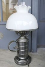 Vintage Hurricane Lamp White shade Nice picture