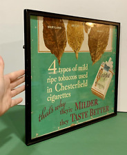VTG 1940's Chesterfield Cigarettes CARDBOARD SIGN 4 Types of Mild Tobacco poster picture