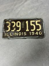 Vintage Illinois 1940 License Plate WW II All Original # 339-155 Shortie picture