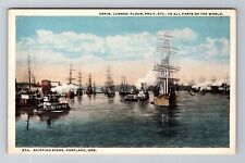 Portland OR-Oregon, Shipping Scene, Steamships, Antique Vintage Postcard picture