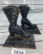 Antique Victorian Cast Iron Boots Match Holders  Bookends Door stop picture