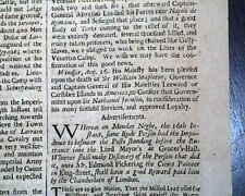 King JAMES II of England Nathaniel Johnson Governor of Leeward Islands 1686 News picture