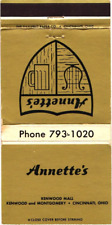 Annette's Kenwood and Montgomery, Cincinnati, Ohio Vintage Matchbook Cover picture