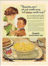 1942 CAMPBELLS Chicken Noodle Soup Mom Son Vintage Magazine Print Ad 10.25