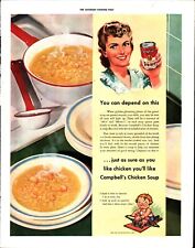 1942 Campbells chicken noodle  Soup pretty LadY Vintage Print Ad e7 picture
