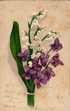 Beautiful Violets and White Flowers ca 1905 Postcard picture