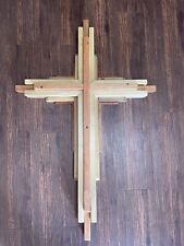 42” by 27” Handmade Wooden Cross with Teak Oil Finish picture