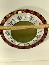 Rare Kay Young Arcoroc 11 inch Art Glass Serving Bowl Hand Painted Signed picture