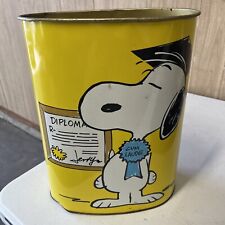 VINTAGE 1969 PEANUTS GANG CHARLIE BROWN & SNOOPY METAL TRASH CAN by CHEINCO picture