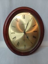 Seth Thomas Wall Clock Oval Wood Framed Vtg 70's West Germany Quartz Movement  picture