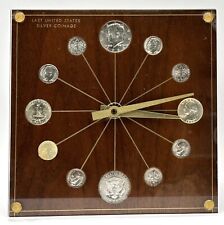 Marion Kay Numismatic 1964 Last United States Silver Coinage Clock 72 Walnut MCM picture