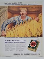 1942 Lucky Strike Cigarettes Fortune WW2 Print Ad Q2 Lake City S.C. Tobacco Farm picture