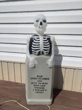 Vintage Grave Tombstone Skeleton Halloween Blow Mold 27
