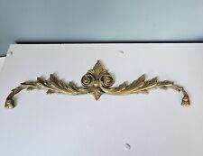 Antique Solid Brass Pediment Center Mount Garland Cabinet Frame Victorian 16“ picture