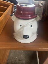 Polar Bear with RED Hat Ceramic Cookie Jar 75oz - White - Threshold™ picture