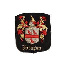 Vintage Jackson Family Crest Coat Of Arms Black Felt Knight Embroidered Patch picture
