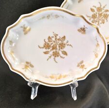 2 Richard Ginori Pittoria Vanity Dresser Trays White Gold Floral Porcelain ** picture