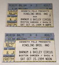 10/15/94 Boston Garden Ringling Brothers Barnum & Bailey Circus Ticket Stubs x 2 picture