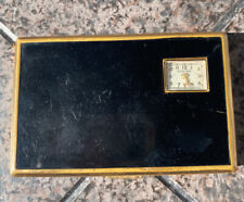 Antique Make-Up Compact With Rockford Clock Black & Gold~Very Old picture