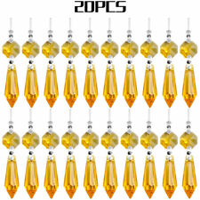 Yellow 20PC Chandelier Lamp Crystal Icicle Prisms Bead Hanging Christmas Pendant picture