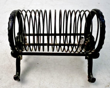 Antique 1880s K Diamond Cast Iron & Metal Wire Spring Coiled Mail Holder picture
