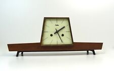 ELEGANT RARE ORIGINAL 60S MID CENTURY TEAK TABLE MANTEL CLOCK BY ZENTRA GERMANY picture