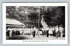 Clifton OH, 4H Club Camp, Patriotic Flag Ceremony, Ohio Vintage Postcard picture