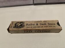 Vintage Bear Creek Aluminum Oxide Pocket & Desk Stone w/ Sleeve Tool 3-1/2