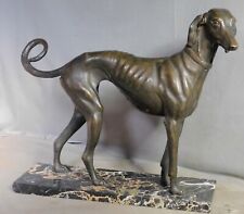 Elegant Antique Art Deco Bronze Sculpture Dog Saluki Madeleine Fish Park Vintage picture