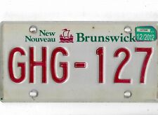 NEW BRUNSWICK passenger 2012 license plate 