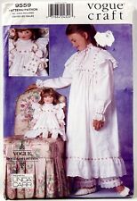 1996 Vogue Sewing Pattern 9559 Girls Pajamas & Matching 18