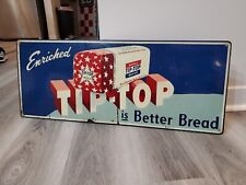 c.1940s Original Vintage Enriched Tip Top Bread Sign Metal New York Wards RARE  picture