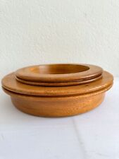 Vtg Solid Oak Set of 2 Nesting Bowls, Offering or Serving Bowls, 13” & 11” picture