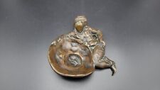 Antique Bronze A Woman Holding Basket, Signed picture
