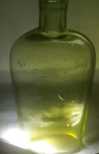 Rare Vintage Warranted 7 oz Flask Strap Sided Bottle 1880's Manganese Glow picture