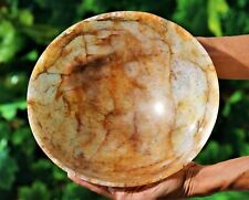 Superb Large 1145g Golden Quartz Crystal Healing Stone Round Shape Display Bowl picture