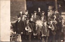 Real Photo Postcard Young Boy Children and Adult Band in Menominee, Wisconsin picture