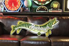 RARE VINTAGE PECATONICA BEER MUSKELAGER EMBOSSED METAL SIGN BREW BAR FISH BOAT picture