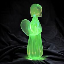 Vintage 1980s Clear Heavy Glass Angel Green UV Manganese 365nm Glowing Glass VTG picture