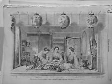 1867 1901 Japan Satzouma Toilet Woman Musician 3 Newspapers Antique picture