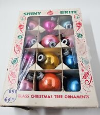 Vintage Boxed Shiny Brite Christmas Ornaments Small Solid Colors picture