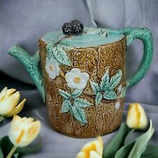 1877 English Victorian Holdcroft Majolica Blackberry Tree Branch Motif Teapot picture