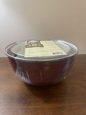 Paula Deen Enamel Mixing Bowl Set of 2 Red Speckle Pattern 1.5 And 3 quart picture